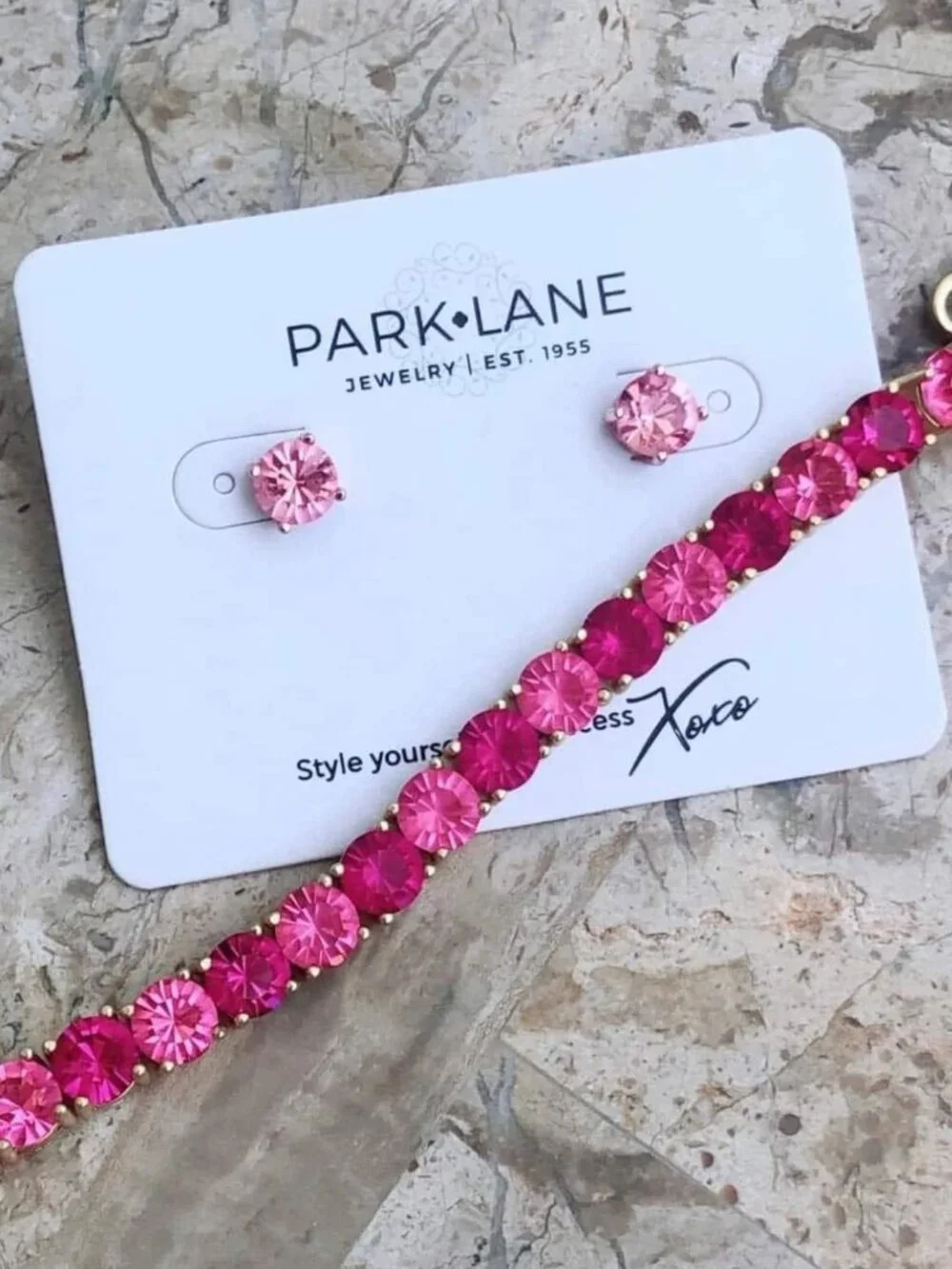 Park Lane Pink Power Tennis Impression Bracelet